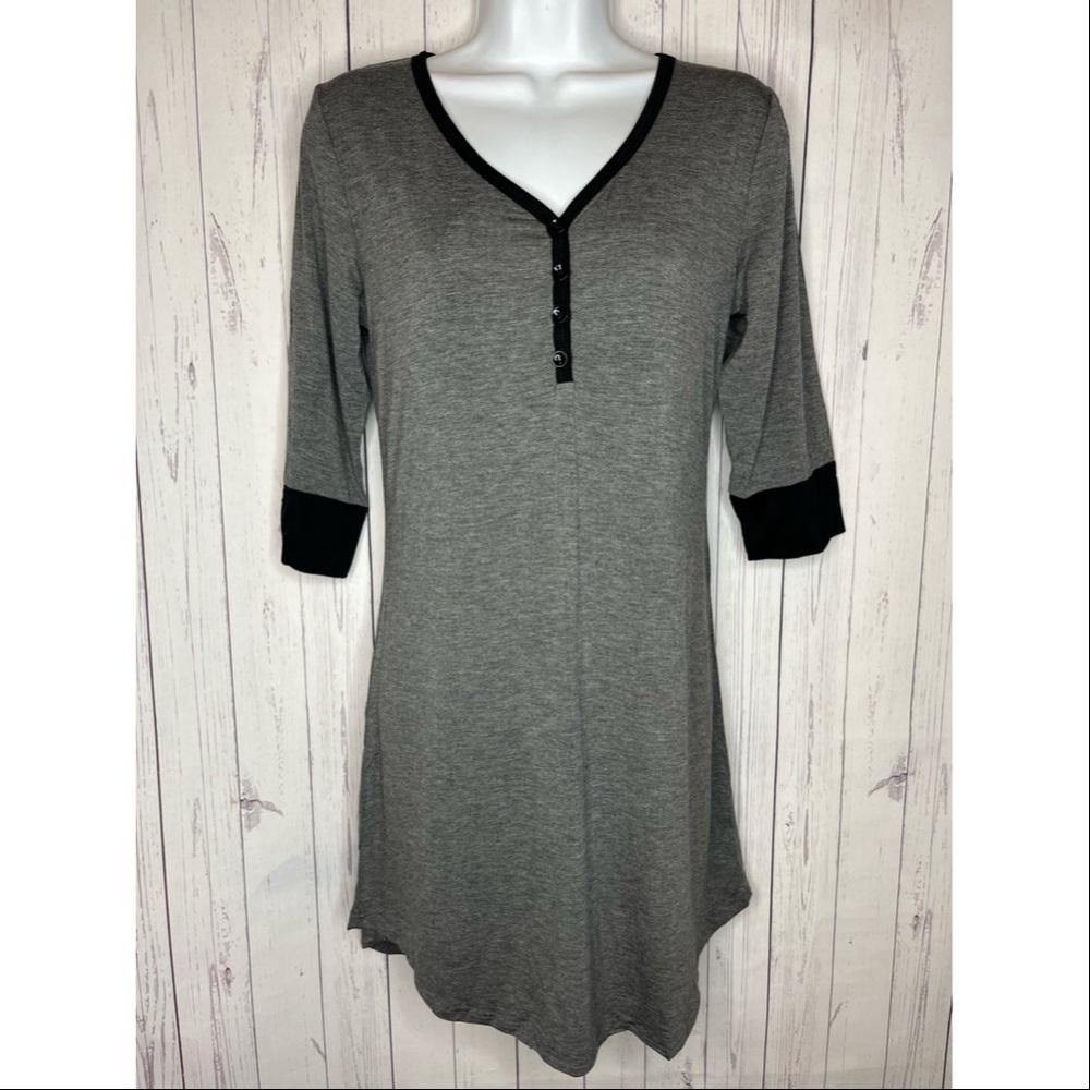 Ekouaer Womens Size Small Gray Nightshirt Pajamas Boyfriend Sleepwear Sleepshirt